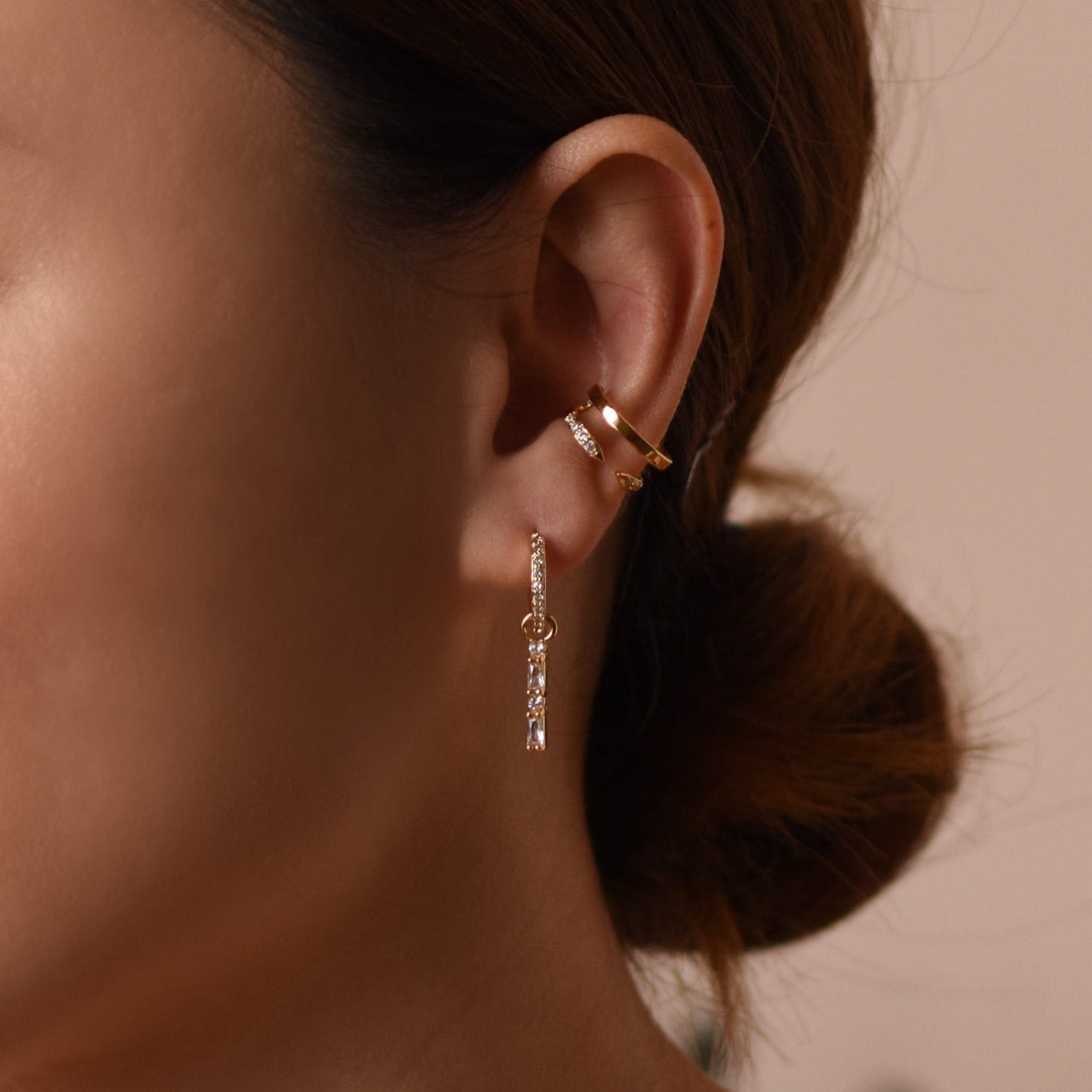 Pavé Midi Hoops | Gold