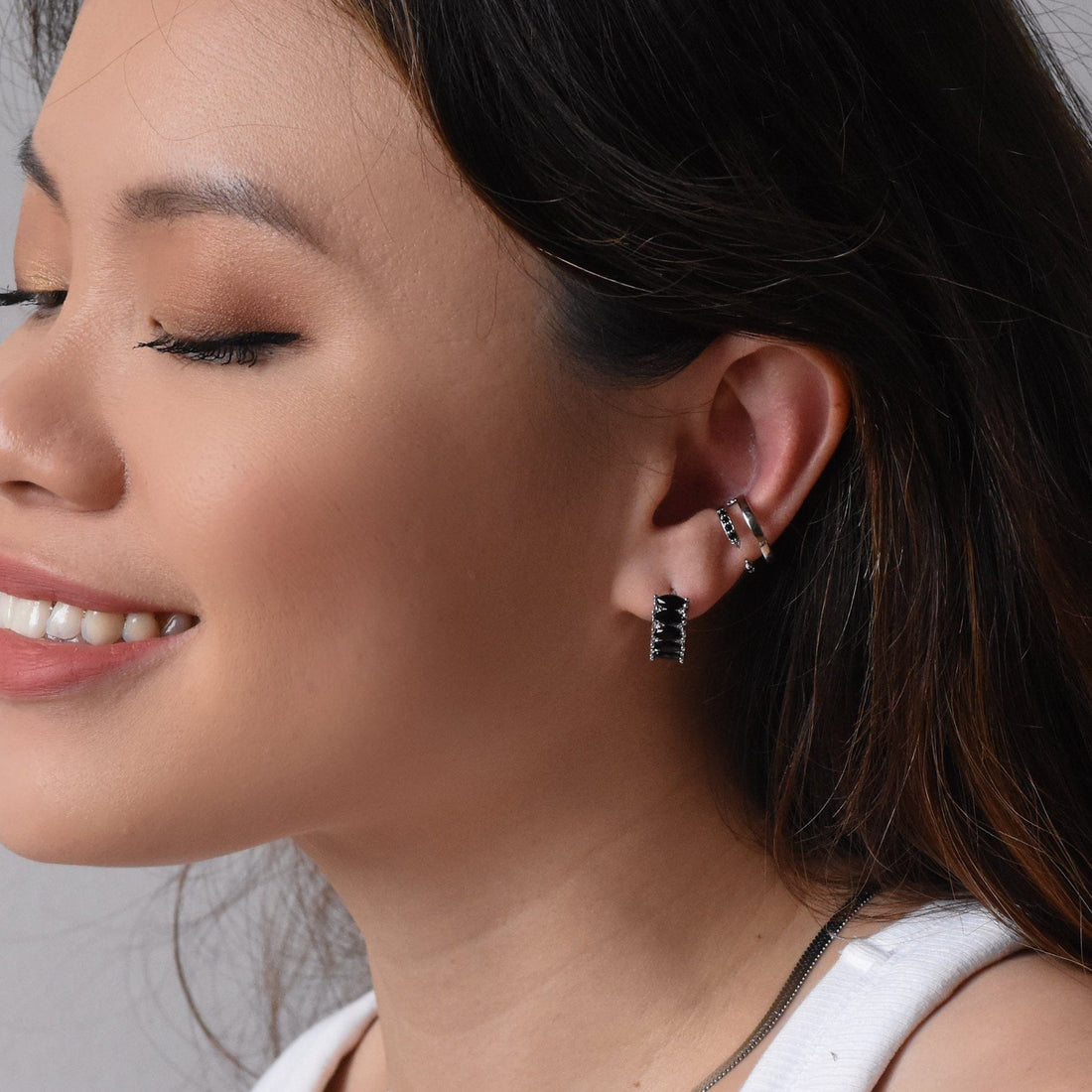 Eva Ear Cuffs | Black Silver