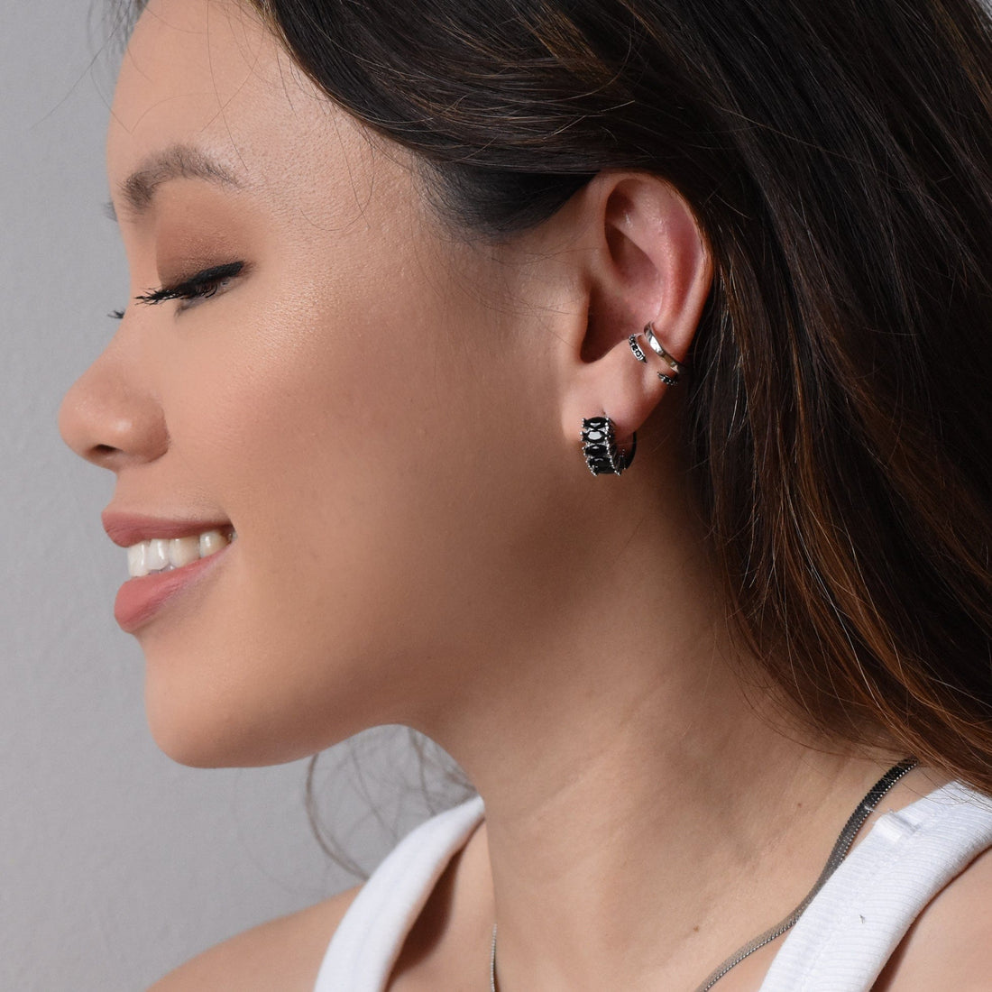 Eva Ear Cuffs | Black Silver