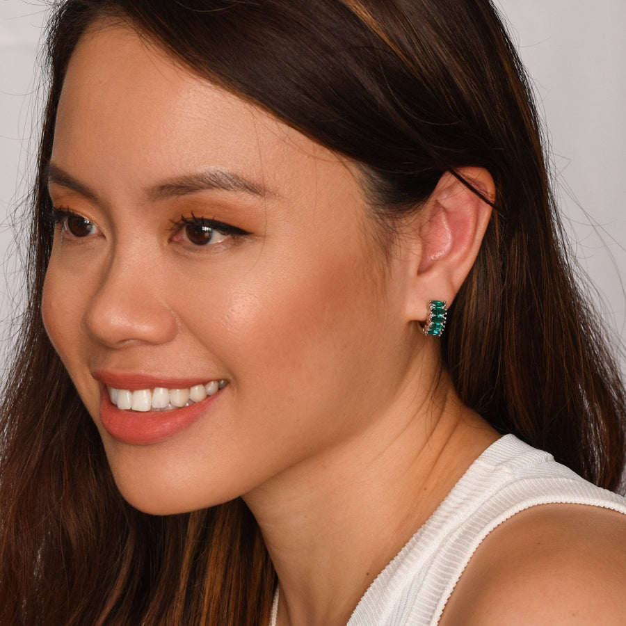 Jada Hoops | Deep Teal Silver